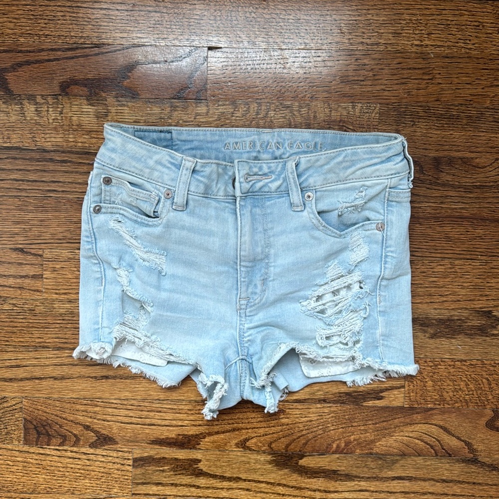 American Eagle jean shorts, light wash and ripped
